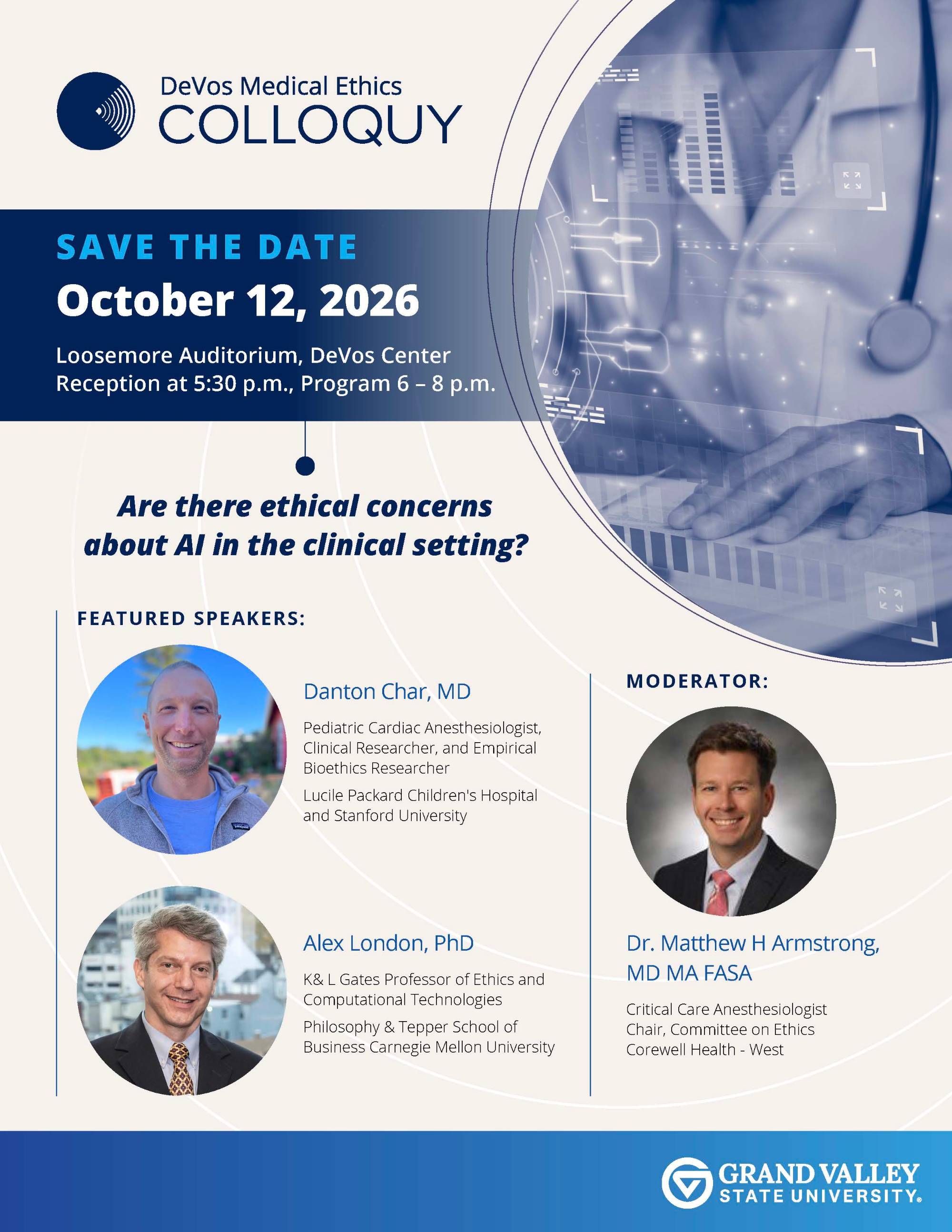 Poster for DeVos Medical Ethics Colloquy